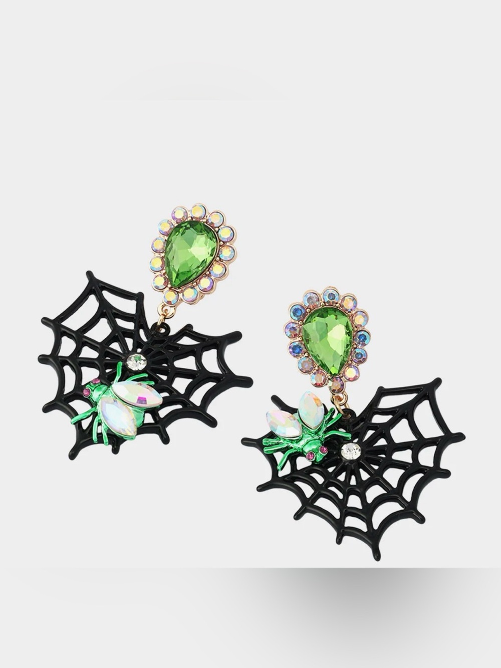 🩶BETSEY JOHNSON SPIDER WEB HEART DOUBLE DROP EARRINGS - NWT🩶